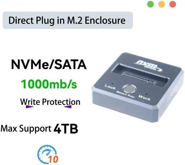 Main image of Weastlinks M2 SATA NVMe to USB 3.1 10Gbps Direct Plug in SSD Adapter M.2 Case JMS583/9210B Chip for 2230 2242 2280 2210 M2 SSD Enclosure