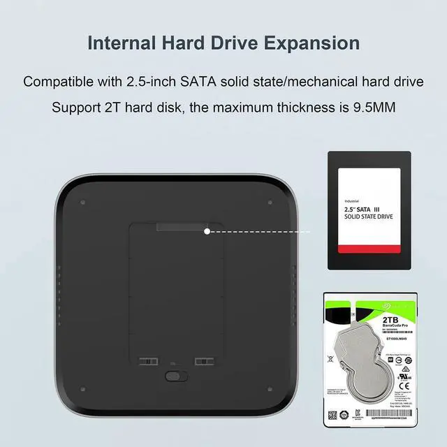 Alt view image 3 of 7 - Weastlinks USB C Hub Docking Hard Drive Enclosure 2.5 SATA SSD HDD Case USB VGA HDMI-compatible Docking Station Card Reader