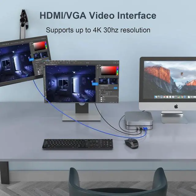 Alt view image 7 of 7 - Weastlinks USB C Hub Docking Hard Drive Enclosure 2.5 SATA SSD HDD Case USB VGA HDMI-compatible Docking Station Card Reader