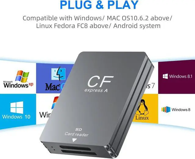 Alt view image 3 of 7 - Weastlinks 2 in 1 CF Express Type A/SD Card Reader 10gbps USB3.1 Gen2 Adapter for Windows XP with Cable for SLR CF Express A/SD Card Reader