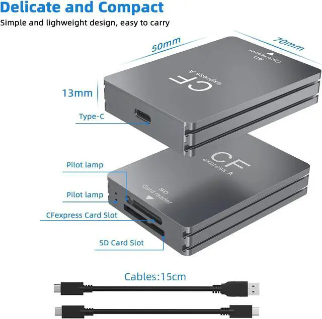 Alt view image 6 of 7 - Weastlinks 2 in 1 CF Express Type A/SD Card Reader 10gbps USB3.1 Gen2 Adapter for Windows XP with Cable for SLR CF Express A/SD Card Reader
