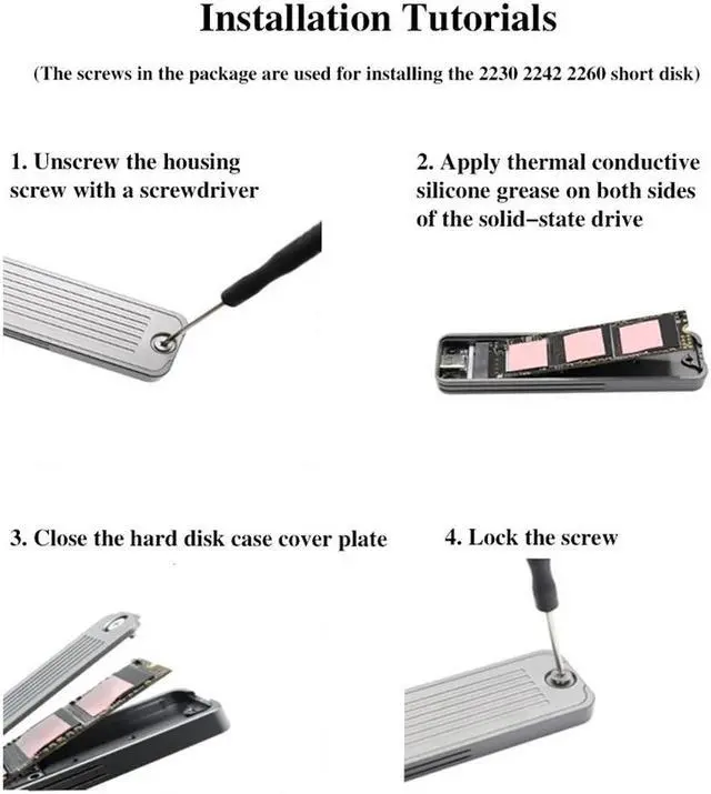 Alt view image 7 of 7 - Weastlinks M.2 NVMe SATA SSD Enclosure USB 3.2 Gen 2 10Gbps 6Gbps NGFF M-Key B-Key External Aluminum M.2 Case Support 2230 2242 2280 NVMe