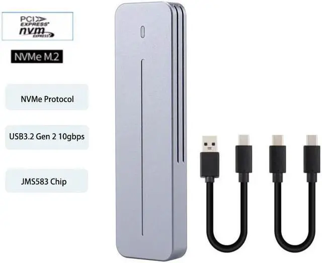 Alt view image 2 of 7 - Weastlinks M.2 NVMe SATA SSD Enclosure USB 3.2 Gen 2 10Gbps 6Gbps NGFF M-Key B-Key External Aluminum M.2 Case Support 2230 2242 2280 NVMe