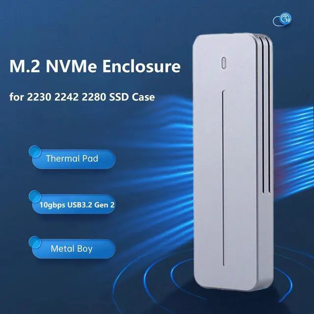 Alt view image 2 of 7 - Weastlinks M.2 NVMe SATA SSD Enclosure USB 3.2 Gen 2 10Gbps 6Gbps NGFF M-Key B-Key External Aluminum M.2 Case Support 2230 2242 2280 NVMe Grey