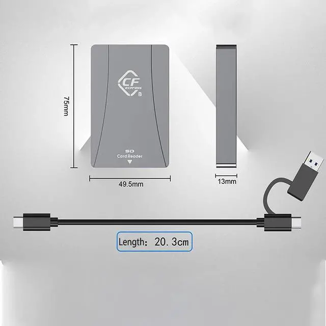 Alt view image 6 of 6 - Weastlinks CFexpress Type B SD Card Reader USB 3.1 Gen 2 10Gbps Reader Aluminum CFexpress Memory Card Adapter