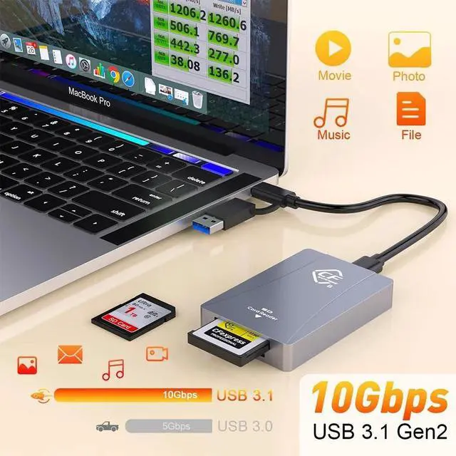 Alt view image 3 of 6 - Weastlinks CFexpress Type B SD Card Reader USB 3.1 Gen 2 10Gbps Reader Aluminum CFexpress Memory Card Adapter