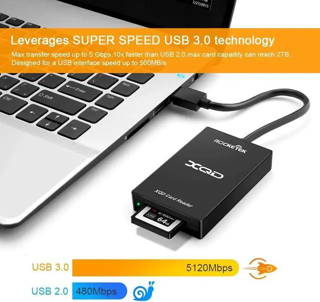 Alt view image 6 of 7 - Weastlinks USB 3.0/Type C USB XQD Memory card reader data Transfer reading For XQD M/G Series Grey