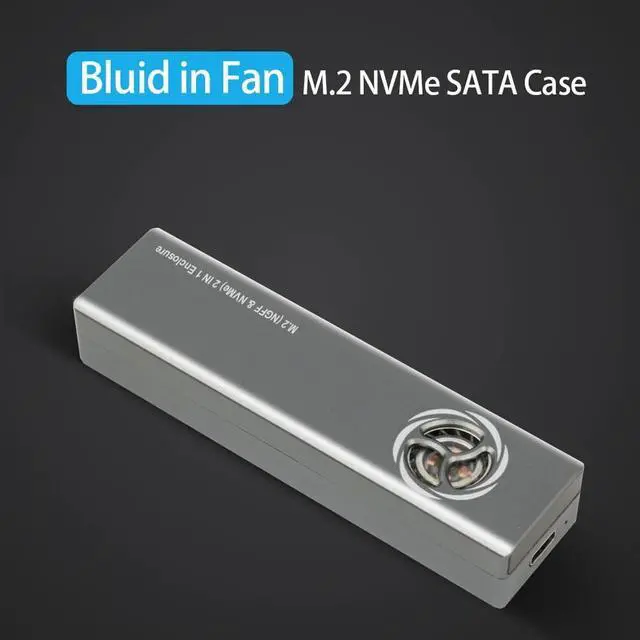 Alt view image 2 of 7 - Weastlinks Dual Protocol M.2 SSD NVMe SATA Case Support M2 NVMe NGFF Sata SSD Hard Drive with Fan For PCIe M Key/B+M Key USB C 10Gbps Box Silver