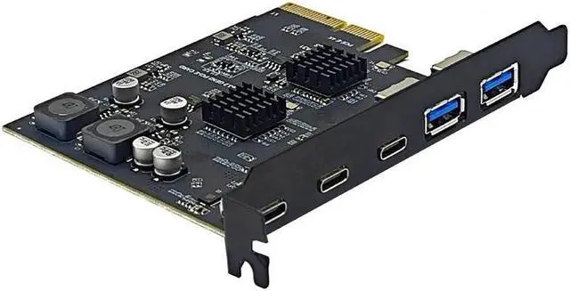 Alt view image 6 of 7 - Weastlinks 10Gbps PCIE4X to 5 USB Expansion Card PCI Express X4 to 3 Port Type C + 2 Port USB A USB3.2 Gen2 Adapter ASM3142 VL822 Chip