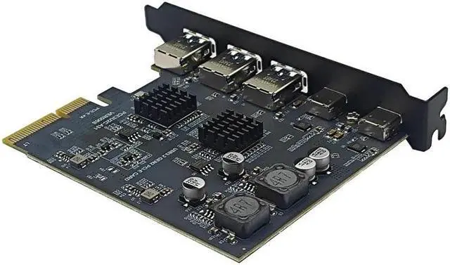 Alt view image 5 of 6 - Weastlinks 10Gbps PCIE4X to 5 USB Expansion Card PCI Express X4 to 3 Port Type C + 2 Port USB A USB3.2 Gen2 Adapter ASM3142 VL822 Chip Grey
