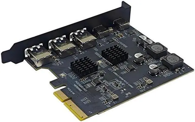 Alt view image 4 of 6 - Weastlinks PCIE4X USB Expansion Card 10gbps 3USB A 2 USB C PCI Express X4 to USB3.2 Gen2 10Gbps Adapter PCI-E to USB 3.1 Type-C Expand HUB Grey
