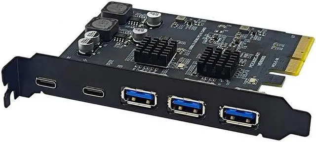 Alt view image 6 of 6 - Weastlinks PCIE4X USB Expansion Card 10gbps 3USB A 2 USB C PCI Express X4 to USB3.2 Gen2 10Gbps Adapter PCI-E to USB 3.1 Type-C Expand HUB Grey
