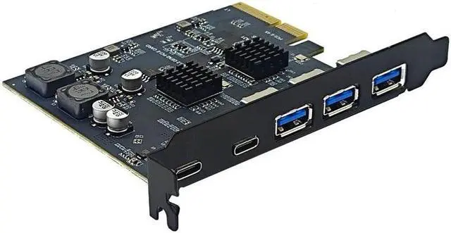 Alt view image 2 of 6 - Weastlinks PCIE4X USB Expansion Card 10gbps 3USB A 2 USB C PCI Express X4 to USB3.2 Gen2 10Gbps Adapter PCI-E to USB 3.1 Type-C Expand HUB Grey