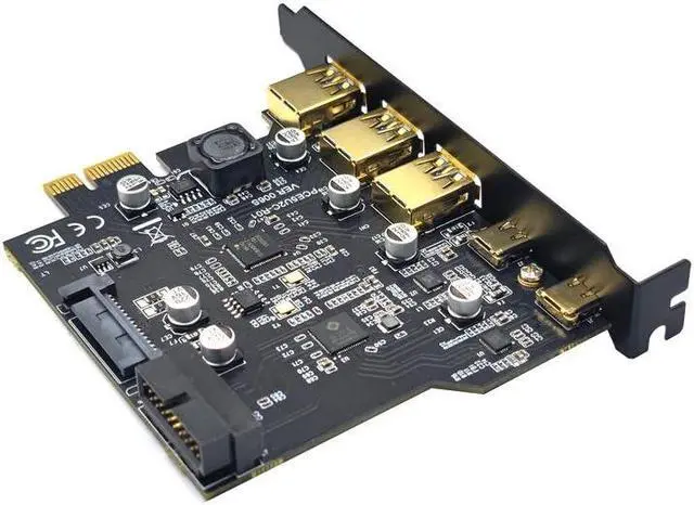 Alt view image 4 of 6 - Weastlinks PCI-E 1X To 5 ports USB Card 2 Type-c 3ports usb3.0 Expansion Adapter Board PCI Controller Add On Cards with PCIE 1/4/8/16X card