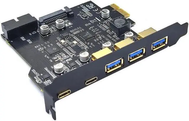 Alt view image 3 of 6 - Weastlinks PCI-E 1X To 5 ports USB Card 2 Type-c 3ports usb3.0 Expansion Adapter Board PCI Controller Add On Cards with PCIE 1/4/8/16X card