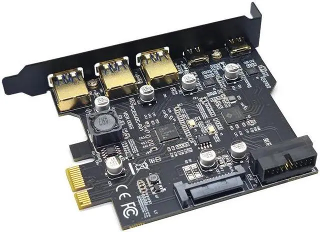 Alt view image 5 of 6 - Weastlinks PCI-E 1X To 5 ports USB Card 2 Type-c 3ports usb3.0 Expansion Adapter Board PCI Controller Add On Cards with PCIE 1/4/8/16X card