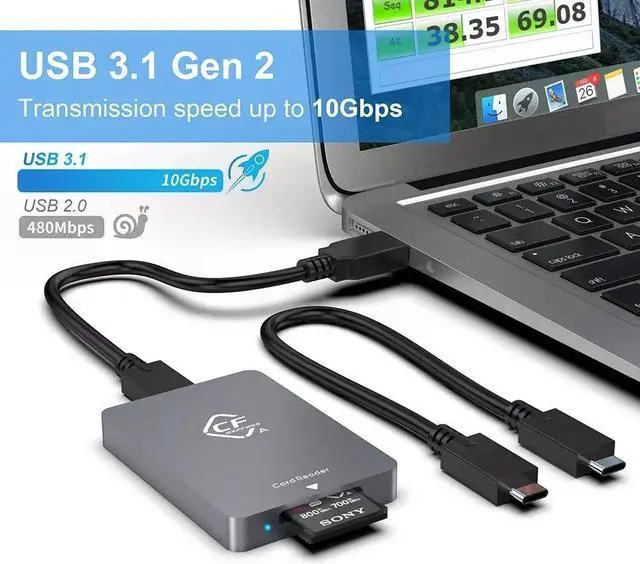 Alt view image 2 of 7 - Weastlinks CFexpress Type A Card Reader USB3.1 Gen2 10Gbps Card Reading Type C Memory Card Adapter