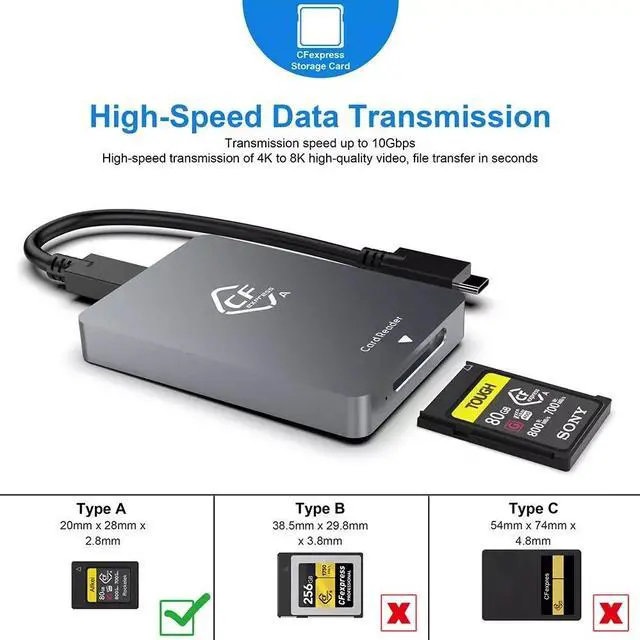 Alt view image 6 of 7 - Weastlinks CFexpress Type A Card Reader USB3.1 Gen2 10Gbps Card Reading Type C Memory Card Adapter