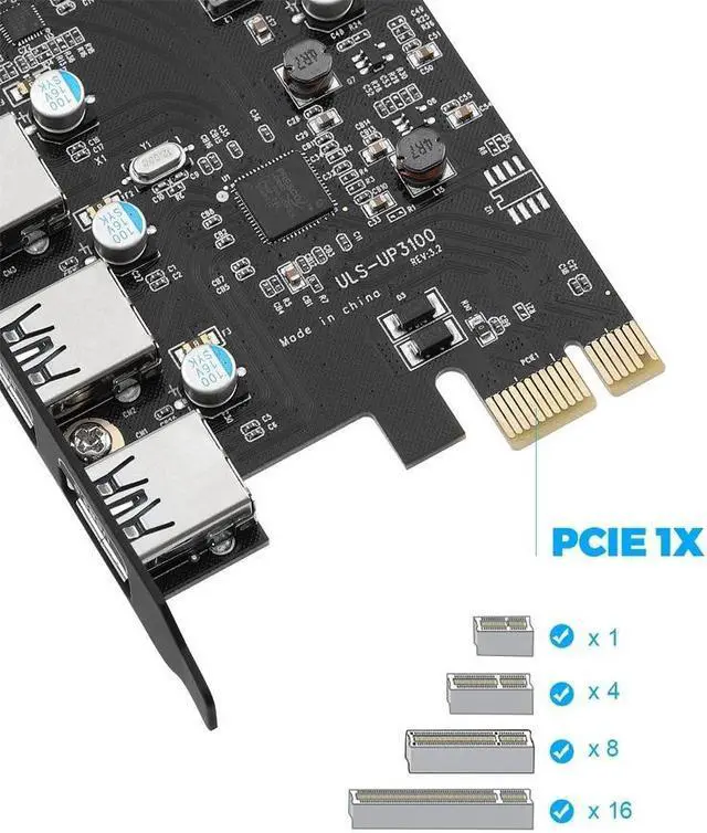 Alt view image 3 of 6 - Weastlinks 4Ports PCI-E Card 3 USB A with 1 USB C PCIE1X Expand Add on Card with FL1100 USB3.0 Adapter for Desktop Computer PC