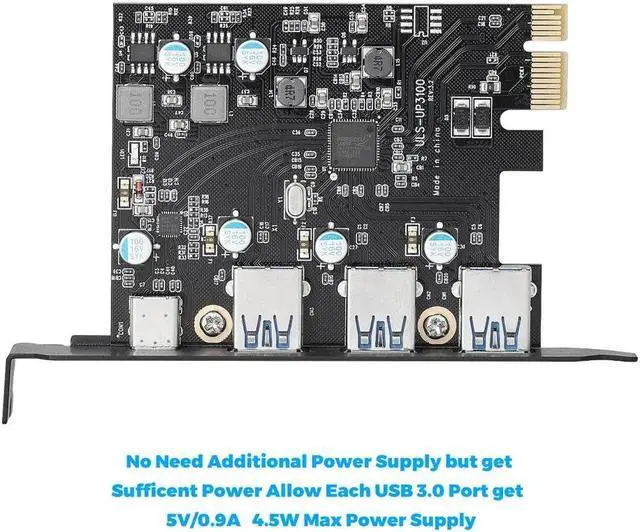 Alt view image 2 of 6 - Weastlinks 4Ports PCI-E Card 3 USB A with 1 USB C PCIE1X Expand Add on Card with FL1100 USB3.0 Adapter for Desktop Computer PC