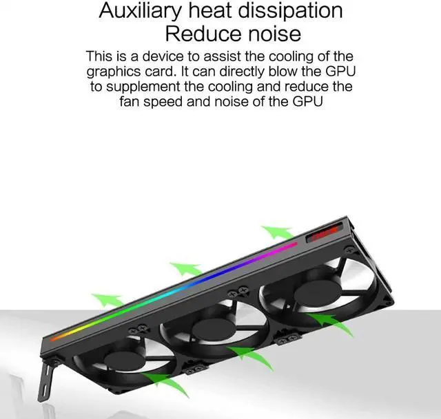 Alt view image 3 of 7 - Weastlinks CPU Cooler 5V 3Pin ARGB Triple Fan 90mm CPU Cooling Heatsink Mute Desktop Computer Chassis PCI-E Graphics Card Cooler 9cm