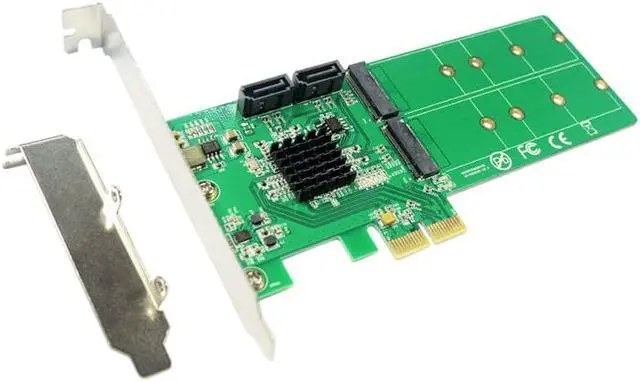 Alt view image 4 of 6 - Weastlinks 2 ports SATA 6Gbps + Dual B key M.2 slot PCI-e Card SATA 3.0 NGFF SSD + HDD Expansion Card Adapter Support win10