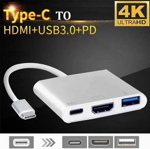 Alt view image 2 of 7 - Weastlinks 3 in 1 Hub Type C USB 3.1 to PD USB-C 4K * 2K 1080p HDMI USB3.0 USB 3.0 Adapter For Apple Macbook pro samsung S10 S9 S8