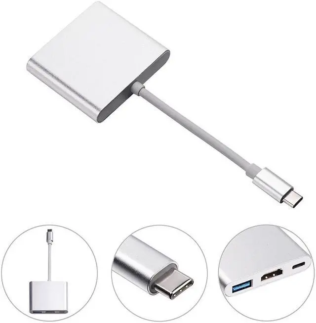 Alt view image 5 of 7 - Weastlinks 3 in 1 Hub Type C USB 3.1 to PD USB-C 4K * 2K 1080p HDMI USB3.0 USB 3.0 Adapter For Apple Macbook pro samsung S10 S9 S8