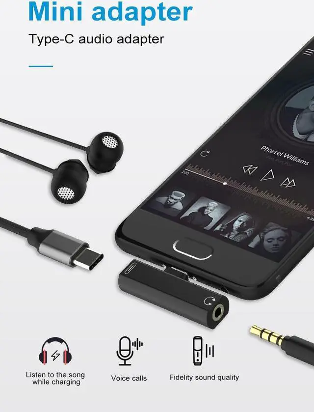 Alt view image 4 of 7 - Weastlinks USB Type C To 3.5mm Earphone Jack Adapter For Huawei Leeco Aux Audio Cable Headphone Charger Charging USB-C Converter