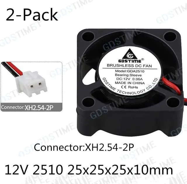 Main image of Weastlinks 2Pcs DC 5V 12V 24V Fan 25MM 25x25x10MM Laptop Ultrathin Brushless Axial Cooling Fan 2510 Fan XH2.54