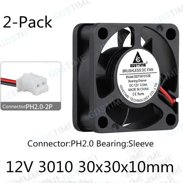 Main image of Weastlinks 2Pcs DC 5V 12V Fan 30MM 3010 30x30x10mm Laptop Ultrathin Brushless Axial Cooling Fan 3010 Fan PH2.0
