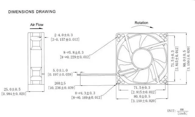 Alt view image 5 of 5 - Weastlinks 2PCS DC 12V Fan 8cm 80mm 8025 80x80x25mm Ultrathin Brushless Axial Cooling Fan 8025 Fan 3Pin 4Pin USB Fan Grill Net