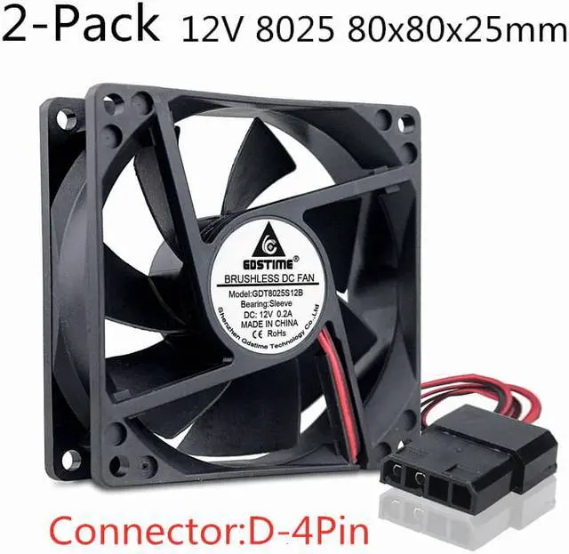 Main image of Weastlinks 2PCS DC 12V Fan 8cm 80mm 8025 80x80x25mm Ultrathin Brushless Axial Cooling Fan 8025 Fan 3Pin 4Pin USB Fan Grill Net