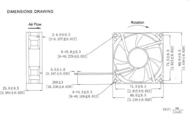 Alt view image 5 of 5 - Weastlinks 2PCS DC 12V Fan 8cm 80mm 8025 80x80x25mm Ultrathin Brushless Axial Cooling Fan 8025 Fan 3Pin 4Pin USB Fan Grill Net