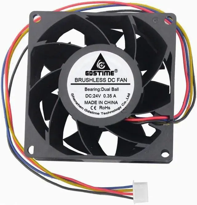 Alt view image 3 of 5 - Weastlinks DC 12V 24V Fan 8cm 80mm 8038 80x80x38mm High-speed Dual Ball Cooling Fan 8038 Fan 4Pin Fan Grill Net