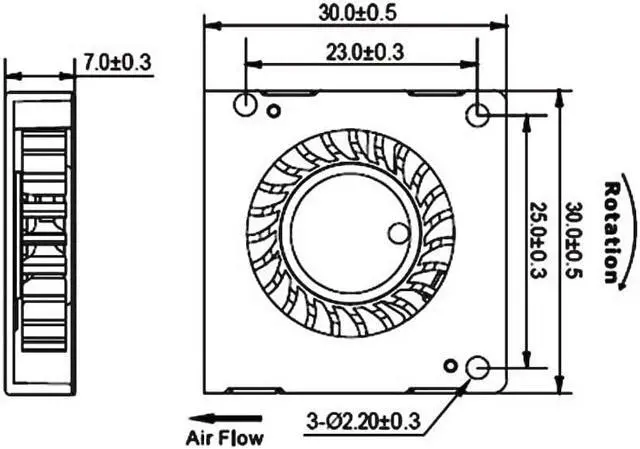 Alt view image 5 of 5 - Weastlinks 3007 DC 5V 12V Fan 30x30x7mm Miniature Ultra-Thin Blower 5V 12V 30MM Cooler Cooling Fan Blower Fan