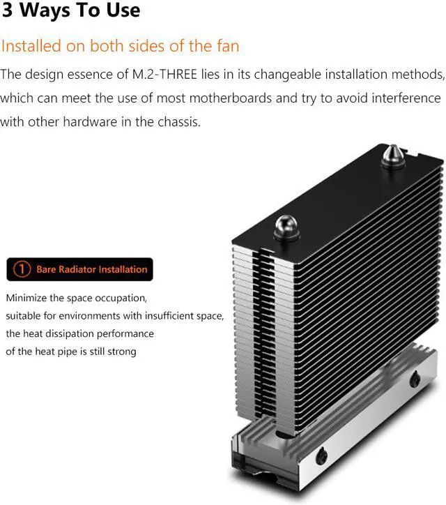 Alt view image 3 of 7 - Weastlinks M.2-THREE M2 2280 Solid State Hard Disk Heat Sink with 6010 Fan SSD Radiator PCI-E 4.0/5.0 Aluminum Heatsink Cooling Thermal Pad