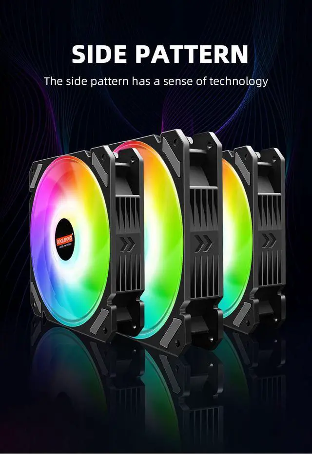 Alt view image 6 of 7 - Weastlinks 120mm 12cm RGB Case Fan Desktop Computer Silent + IR Remote Adjustable Speed Cooling 5V 3Pin ARGB Cooler Radiator