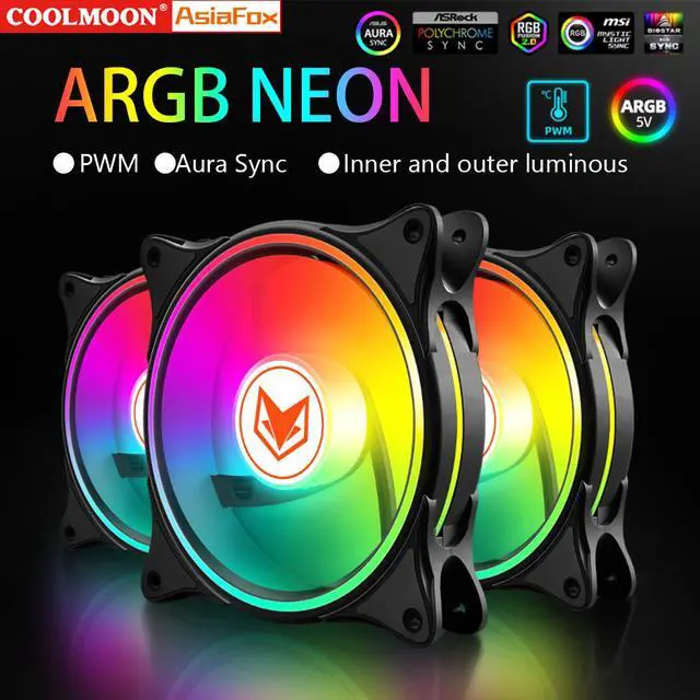 Alt view image 3 of 7 - Weastlinks 120MM PC Case Cooling Fan 4PIN PWM Temperature Control 5V 3PIN ARGB AURA SYNC Chassis Cooler Fan 12cm Ventilador