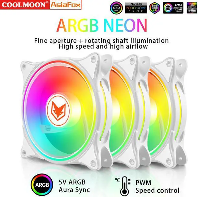 Alt view image 7 of 7 - Weastlinks 120MM PC Case Cooling Fan 4PIN PWM Temperature Control 5V 3PIN ARGB AURA SYNC Chassis Cooler Fan 12cm Ventilador