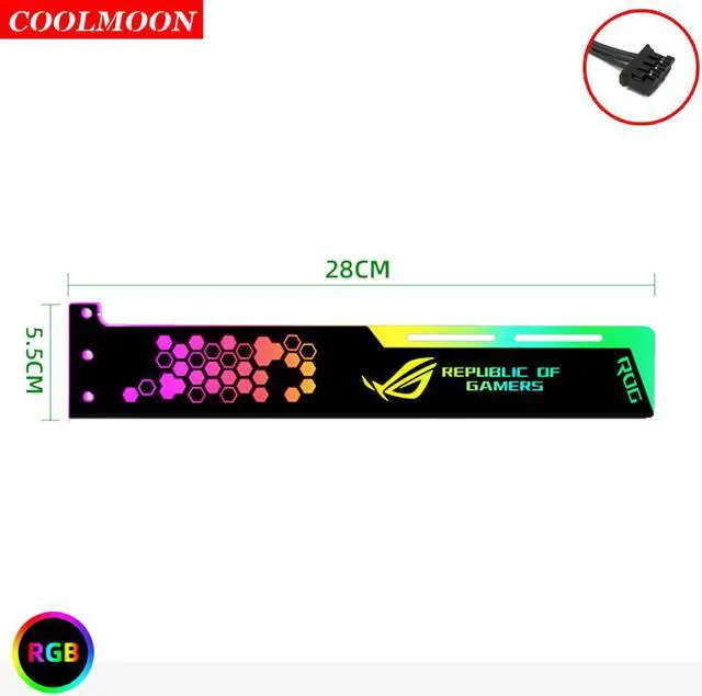 Alt view image 2 of 7 - Weastlinks RGB LED Light Graphics Card Bracket 25cm/28cm 5V Small 4PIN GPU Support VGA Holder for Computer Chassis PC Accessories