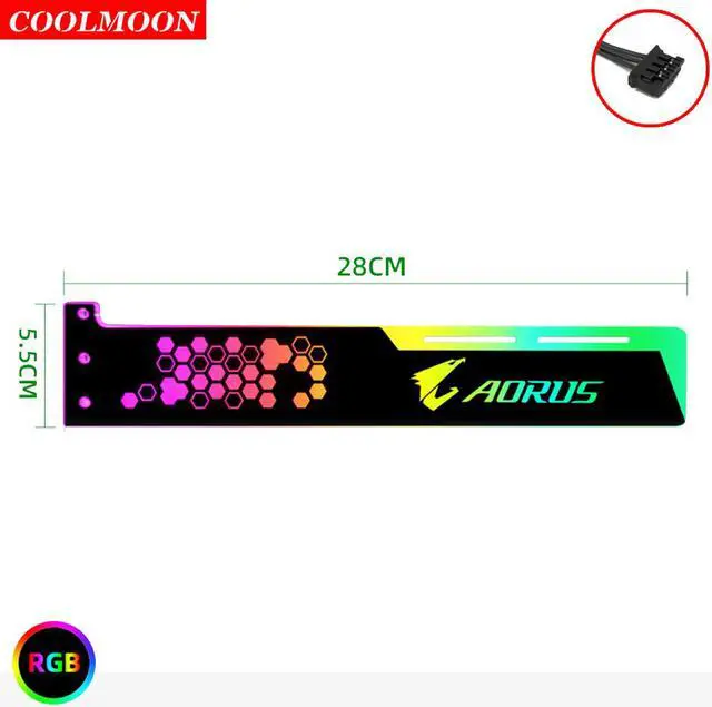 Alt view image 2 of 7 - Weastlinks RGB LED Light Graphics Card Bracket 25cm/28cm 5V Small 4PIN GPU Support VGA Holder for Computer Chassis PC Accessories