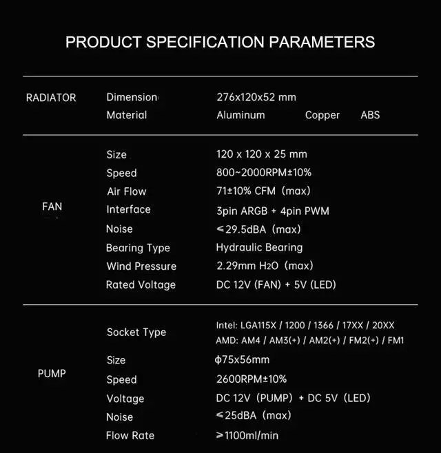 Alt view image 6 of 7 - Weastlinks 5V 3Pin ARGB Water Cooling for LGA1700/115X/2011/AM4 240mm Diamond Style AIO CPU Cooler Liquid Ventilador PWM Radiator