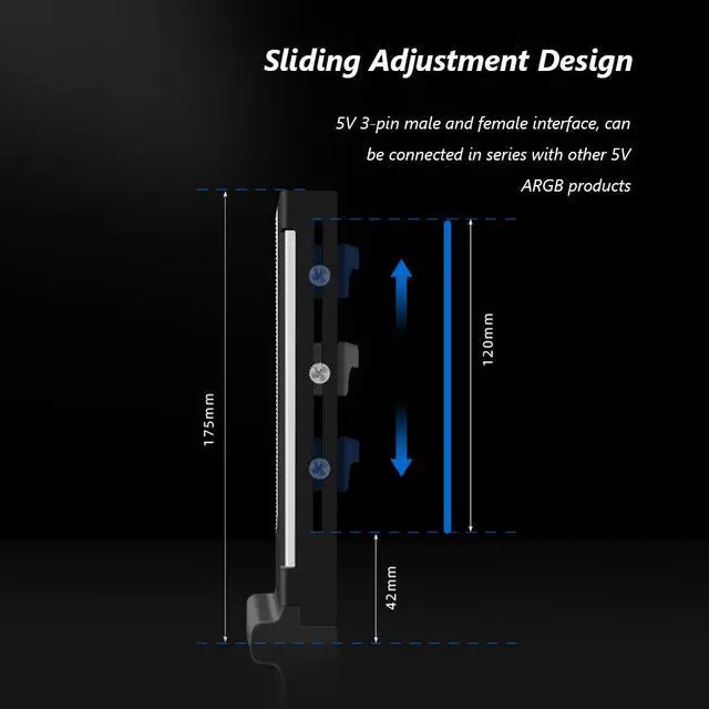 Alt view image 5 of 7 - Weastlinks 5V 3Pin ARGB VGA Bracket 12pcs LED Vertical GPU Support RGB Computer Graphics Video Card Stand Holder PC Accessories
