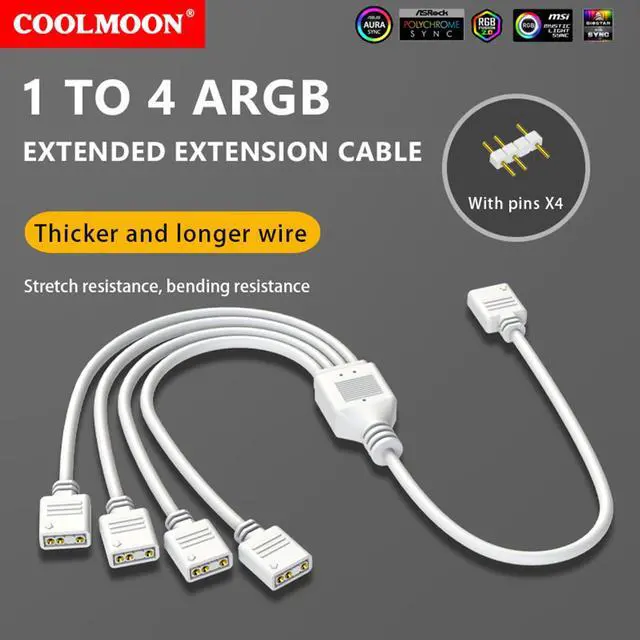 Alt view image 2 of 7 - Weastlinks Motherboard 5V 3PIN ARGB Extension Cable Adapter 1 to 2 3 4 RGB Splitter Cable for MSI ASUS ASRock GIGABYTE AURA SYNC