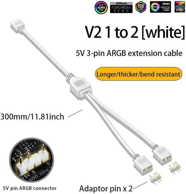 Main image of Weastlinks Motherboard 5V 3PIN ARGB Extension Cable Adapter 1 to 2 3 4 RGB Splitter Cable for MSI ASUS ASRock GIGABYTE AURA SYNC