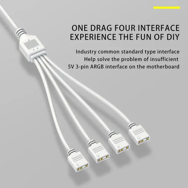 Alt view image 6 of 7 - Weastlinks Motherboard 5V 3PIN ARGB Extension Cable Adapter 1 to 2 3 4 RGB Splitter Cable for MSI ASUS ASRock GIGABYTE AURA SYNC