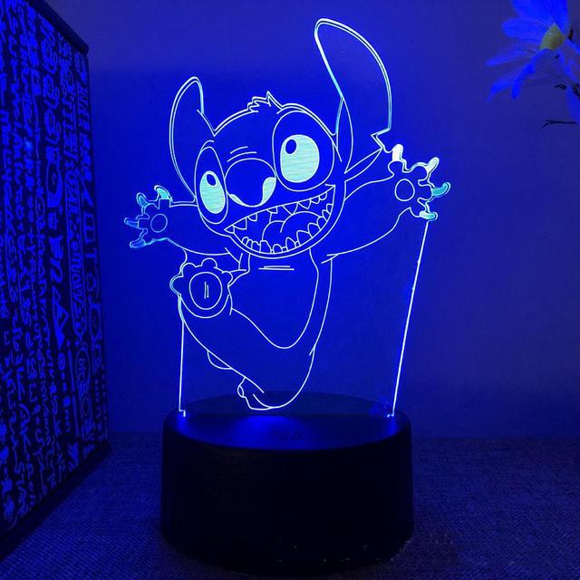Weastlinks Anime Kawaii Stitch Lilo and Stitch 3D Illusion Bedroom  Decoration Desk Lamp Acrylic Sleep Night Light Birthday Christmas Gift 