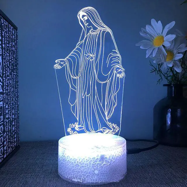 Main image of Weastlinks Jesus 3D LED lamp for bedroom night lights action Christian figure avatar Bible Blessed Virgin room decor gift luces