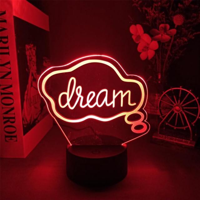 Weastlinks 3D LED Night Light Room Decor Good Vibes Dream Open